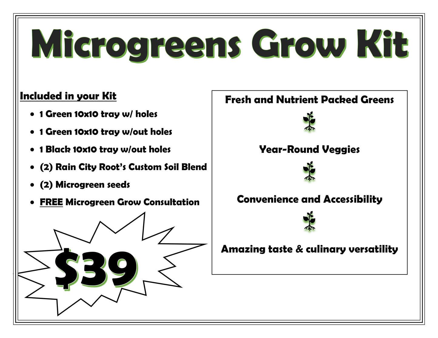 Rain City Roots Microgreen Cultivation Kit - Unleash Fresh Flavors at Home with Everything You Need for $60+ Worth of Vibrant Microgreens